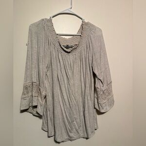 Daniel Rainn Light Gray Blouse with Lace Accents